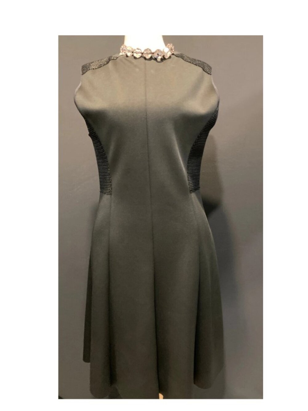 New T Tahari Black Mesh Panelled Dress Size 12